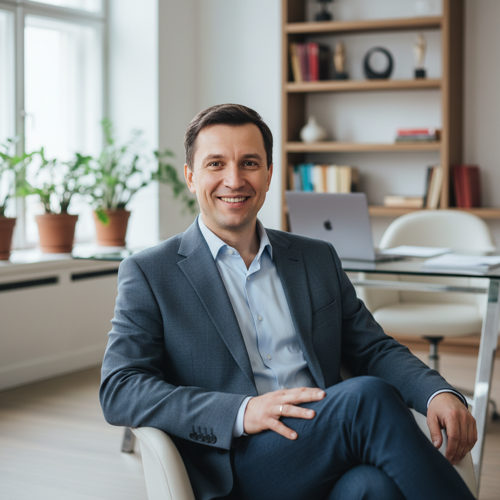 Russian male customer portrait, businessman, professional appearance, suit